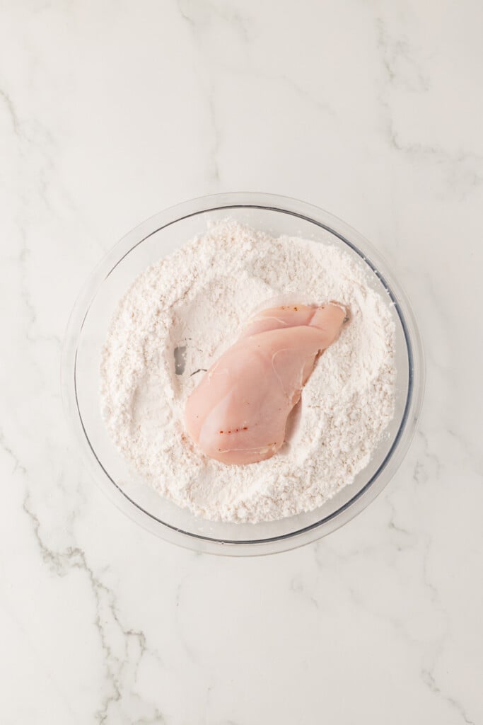 Chicken cutlet dredged in flour